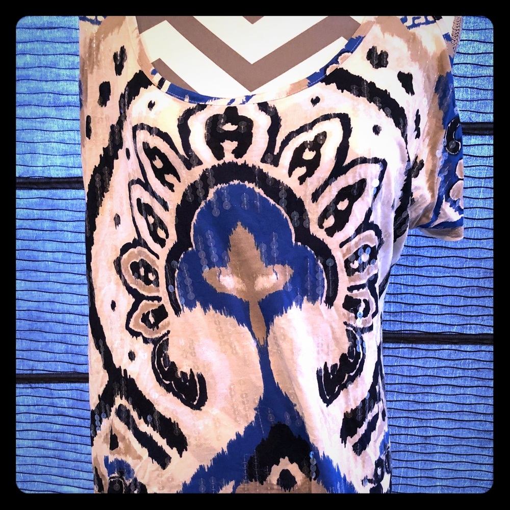 INC cold shoulder sequin knit top